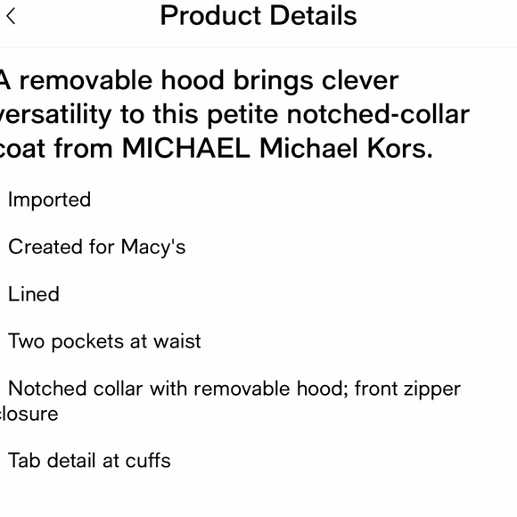 Black Michael Kors Hooded Notched-Collar Coat, Created by Macys - Picture 15 of 16